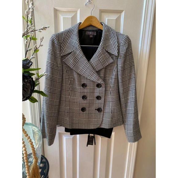 Womens Liz Claiborne Houndstooth 2 Piece Pant Suit 10 NEW - Picture 1 of 16